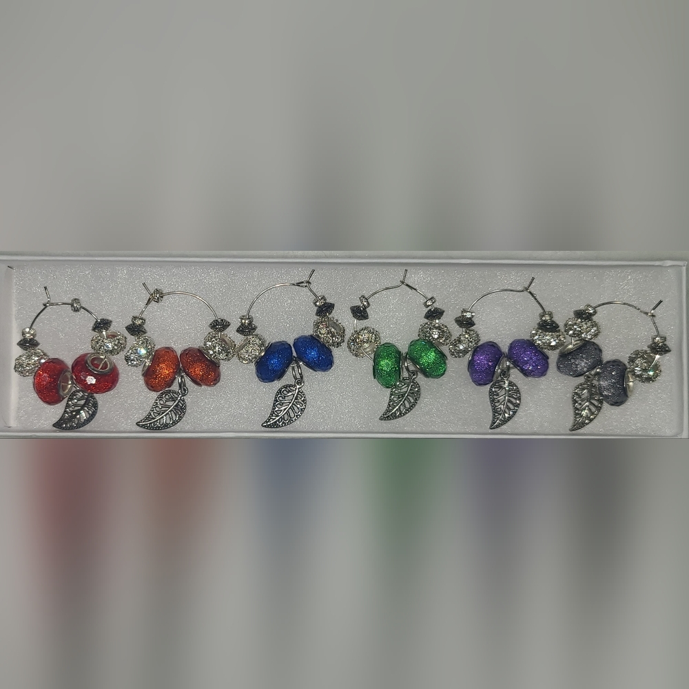 Wine tea charms. Pride. Rainbow. J
